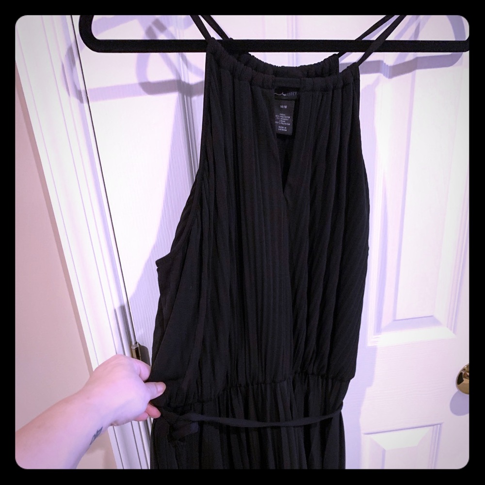Black pleated halter dress